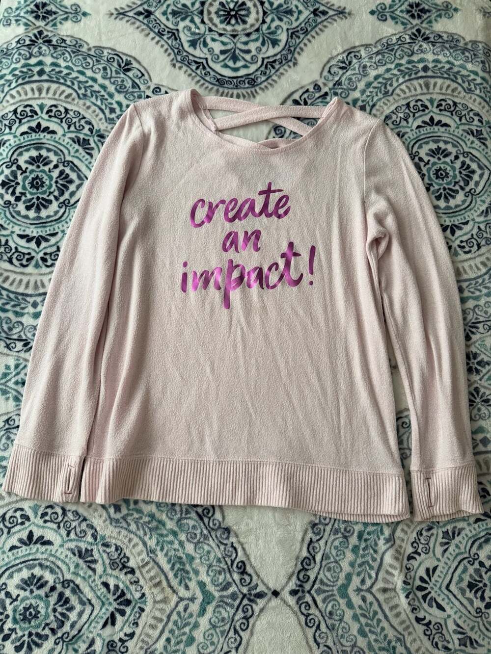 Xersion Graphic Long Sleeve Top Size XL 16 Pink Create An Impact